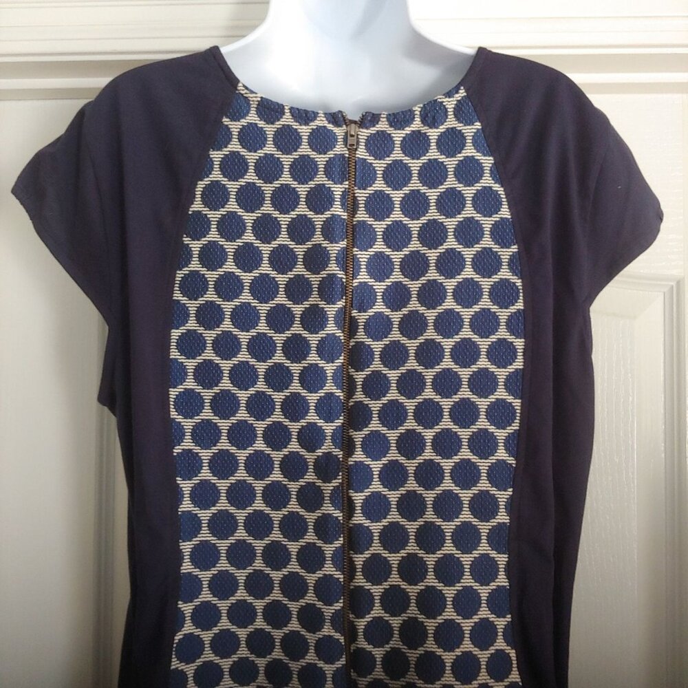 eShakti Womens Office Work Business Dress Polka Dot Mature Dress Navy 3X - Picture 8 of 14